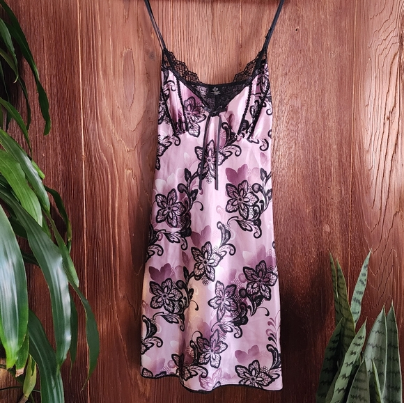 Apt. 9 Other - Y2K Apt 9 Intimates Fairy Whimsigoth Floral  Purple Mini Slip Dress Nightie L